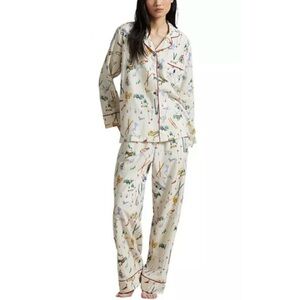 Polo Ralph Lauren Cream Flannel Colorado Ski Resort Snow Women’s Pajamas Set